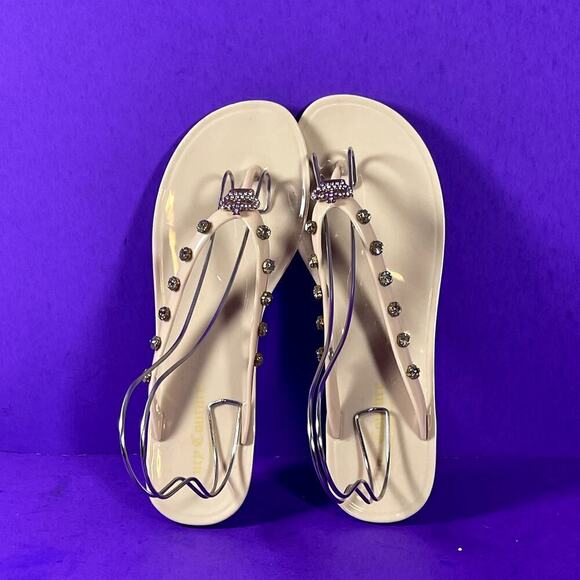 Juicy‎ Couture Women's Beige Jelly Rhinestone Thong Flip Flops Shoe Size 10 - Picture 5 of 8